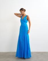 Topshop seamed skirt maxi occasion dress in blue
