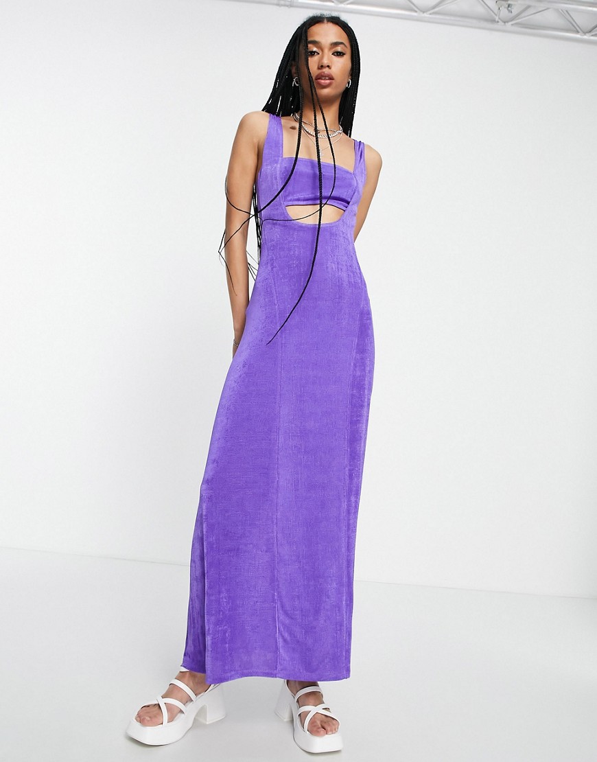 Topshop seamed slinky cut out bralet maxi dress in purple