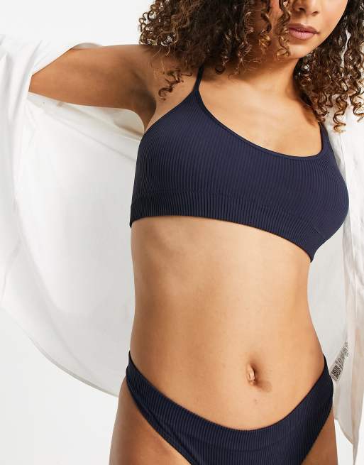 Topshop seamless pad crop bra in ink, 4 of 4