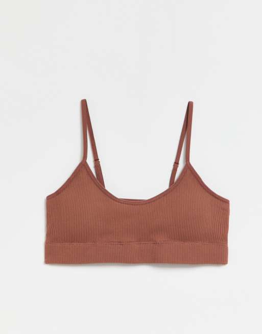 Topshop seamless padded crop bralette in dusky rose