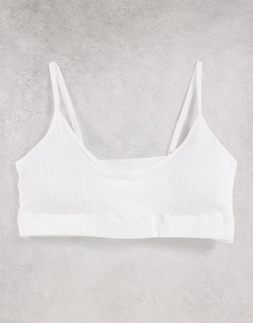 Topshop seamless padded crop bralette in white