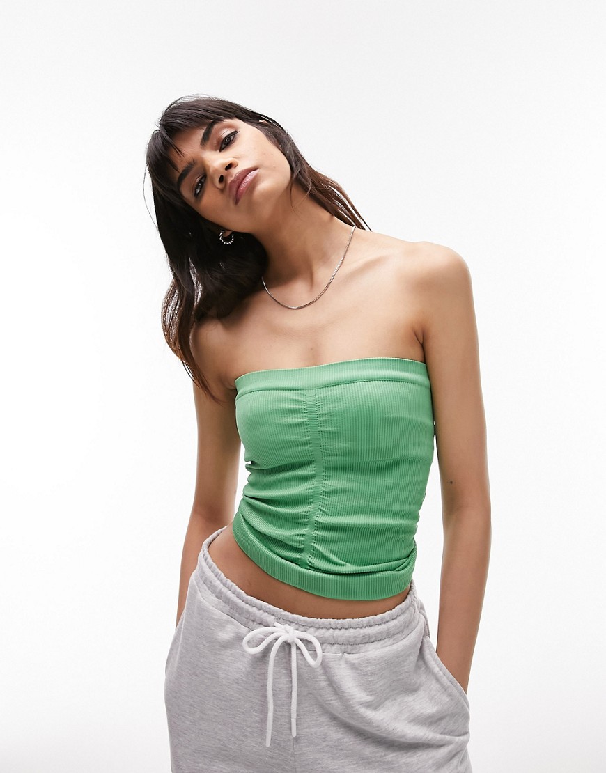 topshop seamless ruched bandeau in green