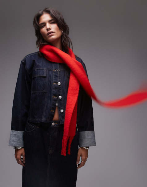 Topshop Seb skinny scarf in red - view 1