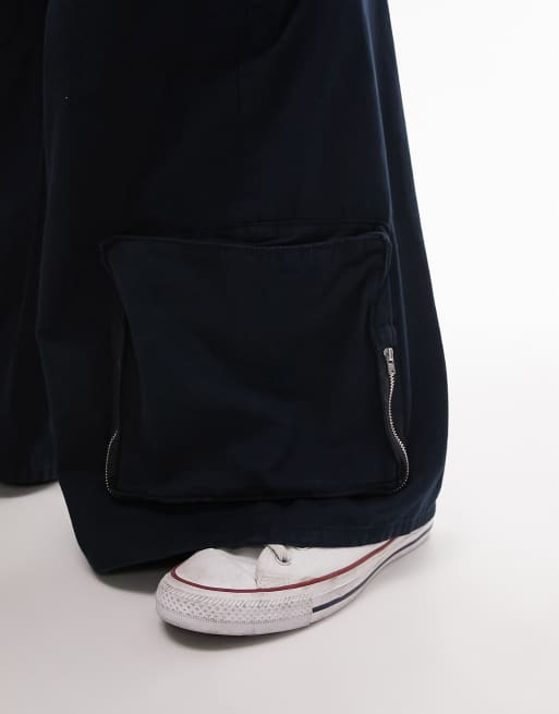 Topshop – Sehr weite Skate-Cargohose in Marineblau, 3 von 4