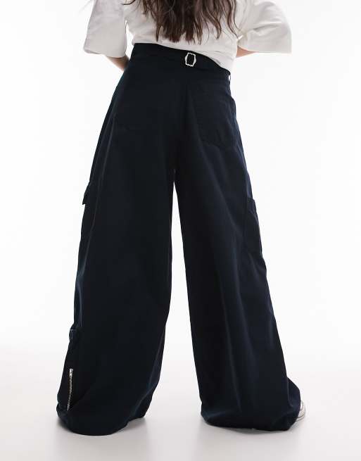 Topshop – Sehr weite Skate-Cargohose in Marineblau, 4 von 4