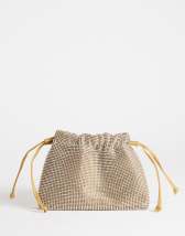 Topshop Seleena diamante drawstring shoulder bag in gold