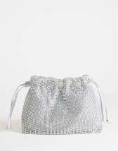 Topshop Seleena diamante drawstring shoulder bag in silver