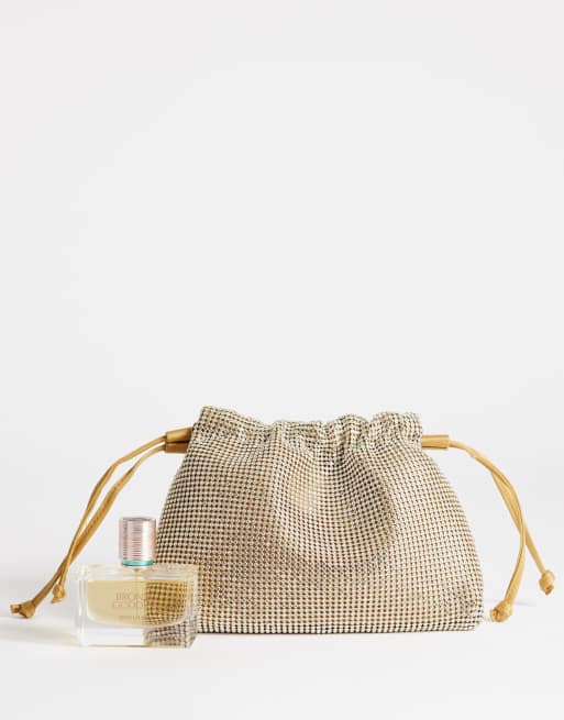 Topshop Seleena petite pochette à cordon ornée de strass dorée, 2 de 4