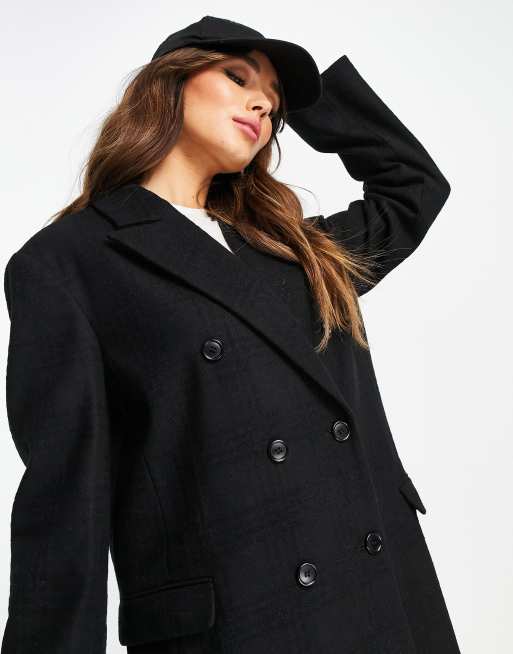 Ladies black double hot sale breasted coat