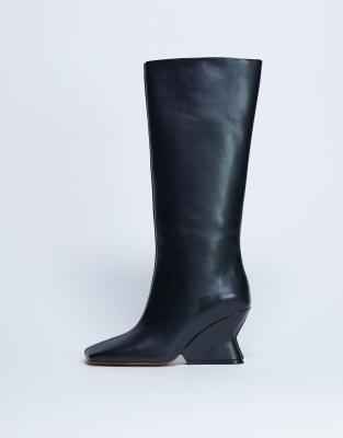  Selma Premium leather knee high wedge boot 