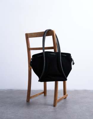 Topshop Sena Real Suede Leather Shoulder Bag In Black