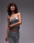 [Topshop] Topshop sequin bandeau in gunmetal-Silver S Gunmetal