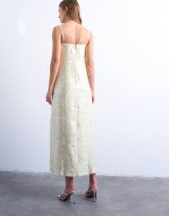 Model wearing Sequin bandeau midi in buttermilk