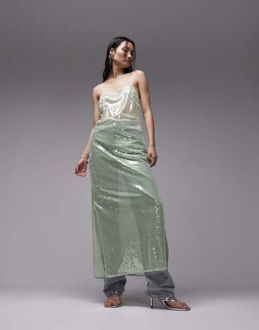 Light green outlet sequin dress