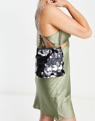 Topshop sequin chain detail shoulder bag