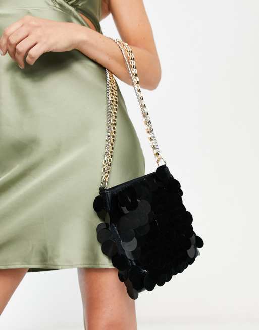 Topshop sequin chain detail shoulder bag