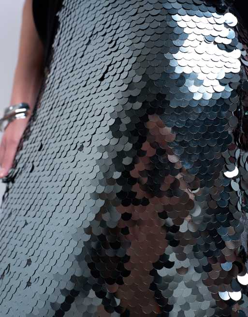 Topshop sequin column midi skirt in green ASOS