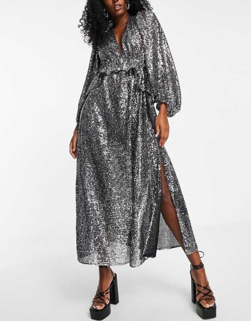 Topshop silver 2025 sparkly dress