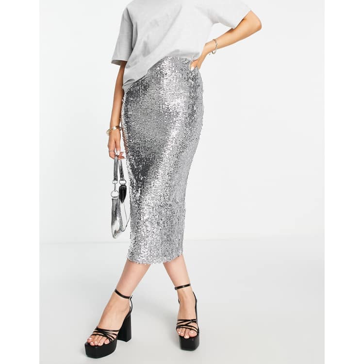 Topshop idol 2025 silver sequin skirt