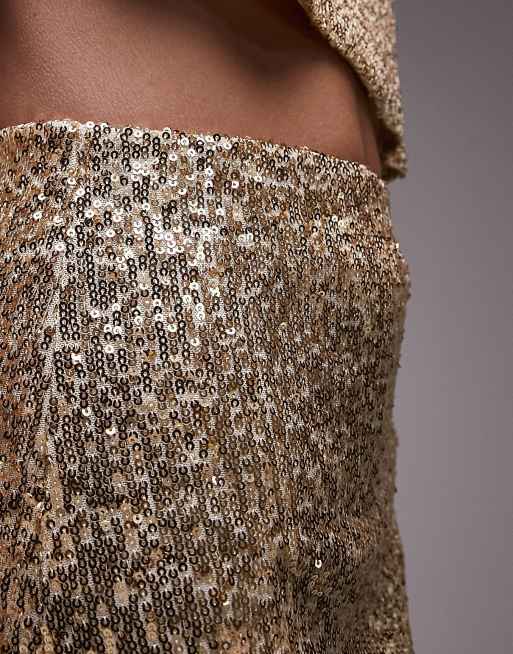 Gold sequin 2025 skirt topshop