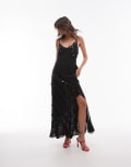 [Topshop] Topshop sequin panelled maxi slip dress in black 14 black