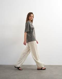 Sequin tailored trouser in white