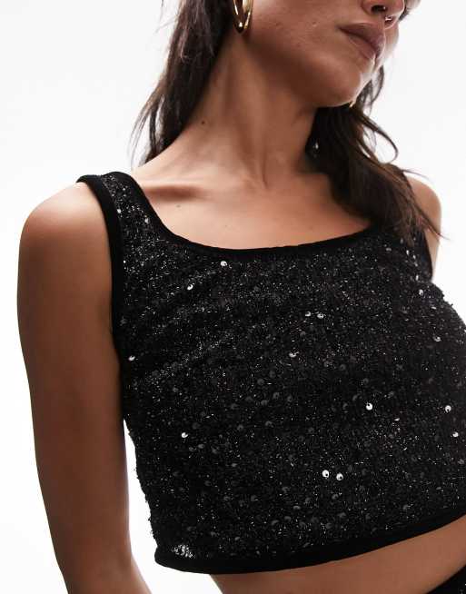 Black sparkly hot sale tank top