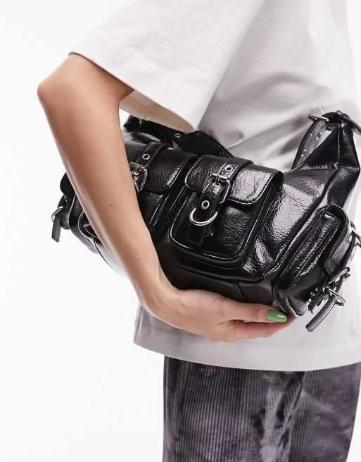 Topshop - Serena - Borsa da spalla con tasche nera, 3 di 4
