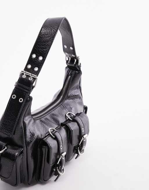 Topshop - Serena - Sort skuldertaske med flere lommer, 4 af 4