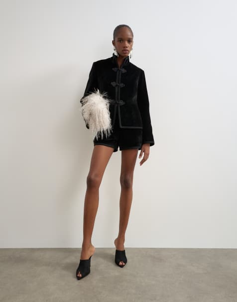 Topshop set i sammet, korta, svart - view 1