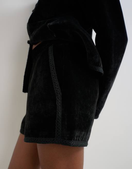 Topshop set i sammet, korta, svart, 5 av 5