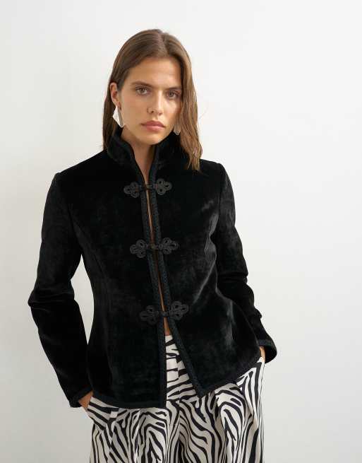 Topshop set i sammet med knytdetalj och nero-krage, 3 av 4