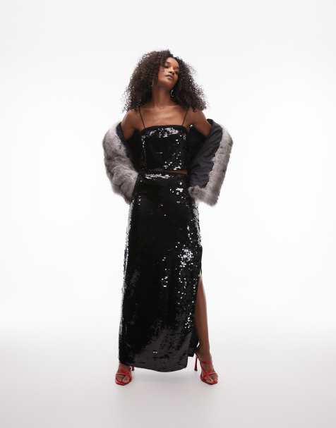 Topshop – Set in Schwarz mit Pailletten in Scheiben-Optik - view 1