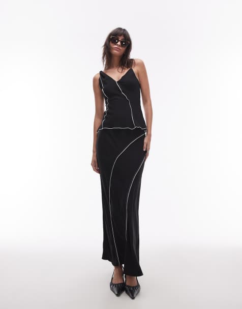 Topshop – Set in Schwarz mit unversäubertem Saum - view 1