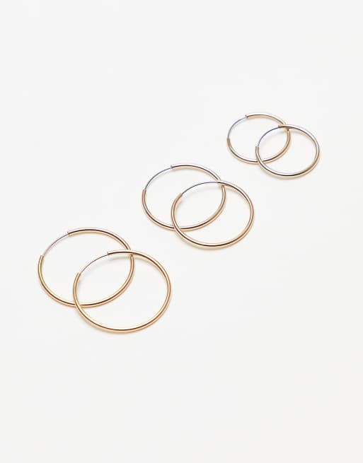 Topshop - Set van 3 paar fijne oorringen in goud  