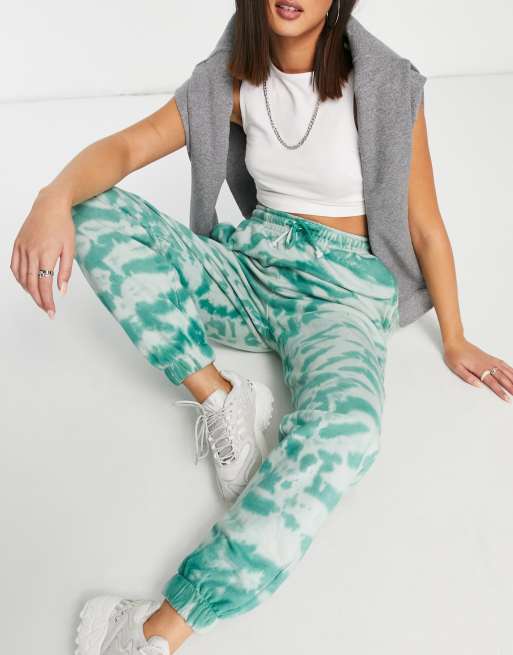 Topshop set zebra tie dye sweatpants in green