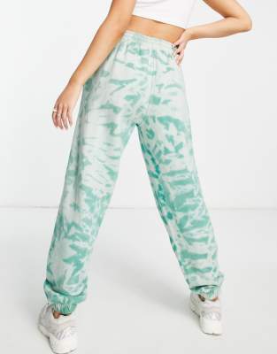 green and white tie dye sweatpants