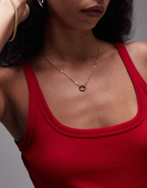 Topshop - Seti - Collana con catenina lariat in acciaio inossidabile resistente all'acqua color oro