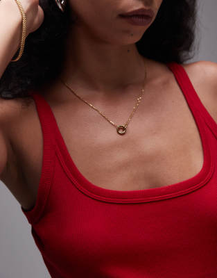 Topshop Seti waterproof stainless steel lariat chain necklace in gold - view 1