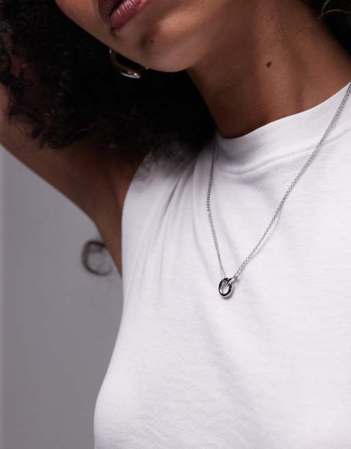 Topshop Seti waterproof stainless steel lariat chain necklace in silver ...