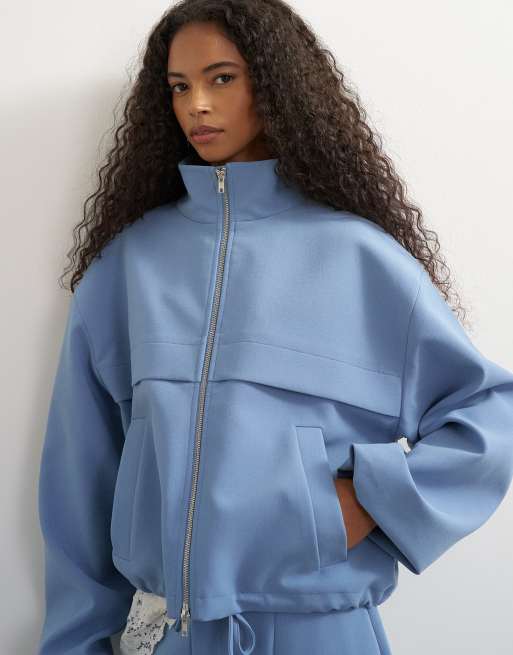 Topshop setjacka med ståkrage i blått, 3 av 4
