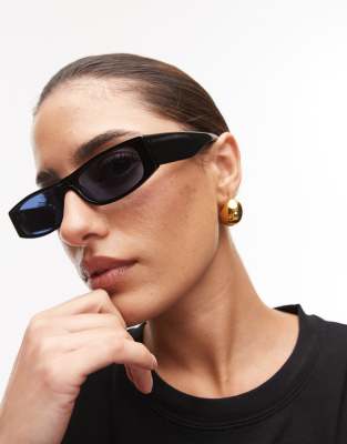Topshop - Seychelles - Rechteckige, hochwertige Sonnenbrille aus Acetat in Schwarz