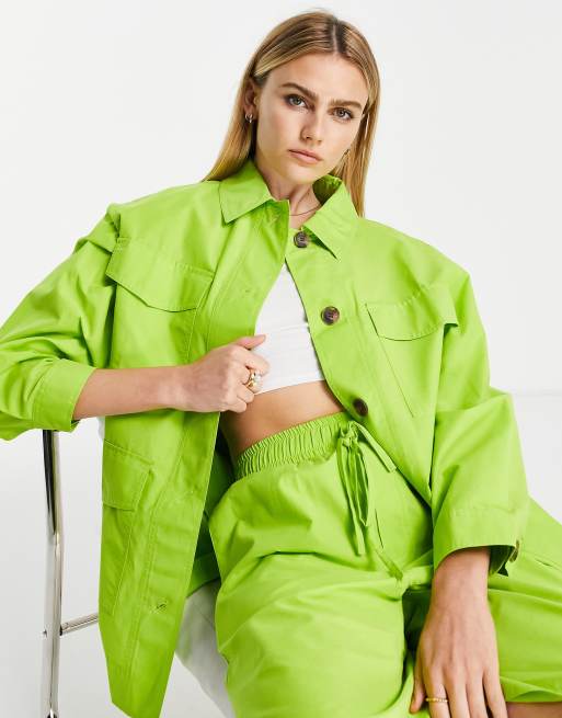 Topshop shacket in neon green