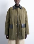 [Topshop] Topshop shacket with patch pocket in dark green M Dark green
