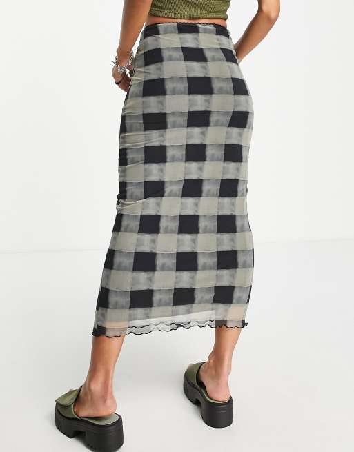 Asos check midi skirt best sale