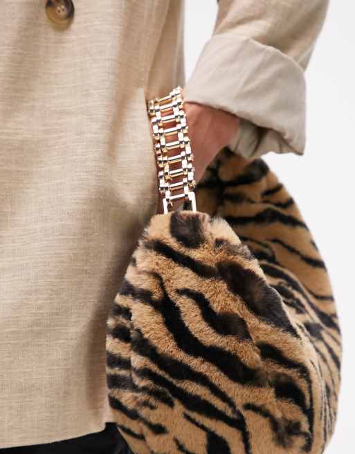 Topshop fluffy store leopard bag