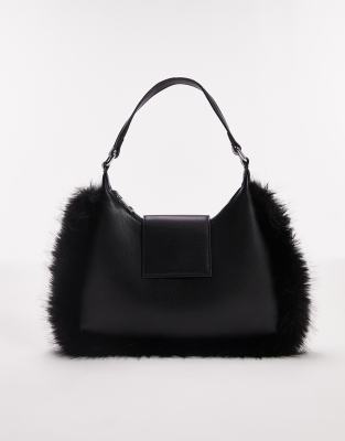 Topshop shantae faux fur bag in black