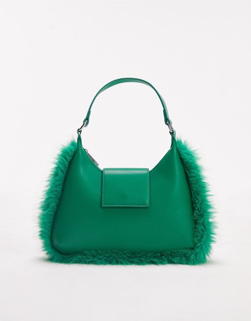 Topshop - Shantae - Tas met imitatiebont in groen , 2 van 4
