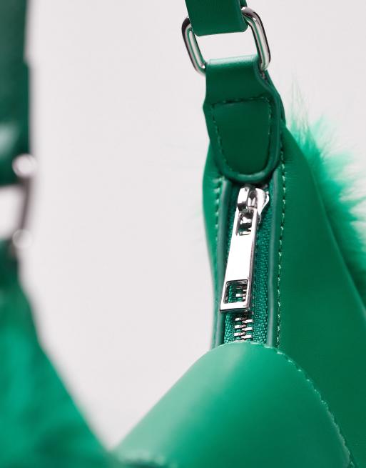 Topshop - Shantae - Tas met imitatiebont in groen , 3 van 4