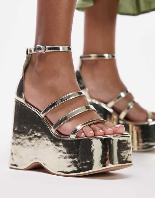 Topshop Shaunagh high platform wedge in gold